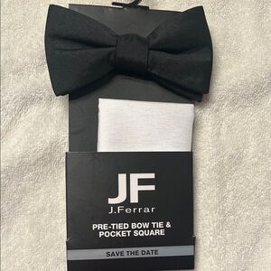 JCPenney Men's Black Bow Tie and Pocket Square Set